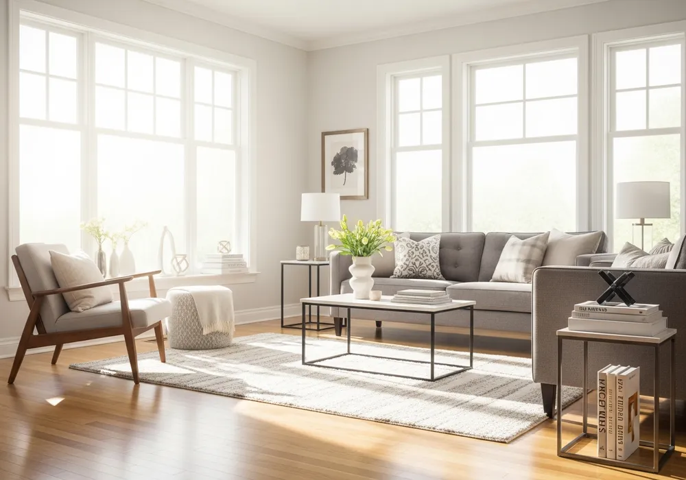 Spotless living room after a standard professional house cleaning — Columbus OH